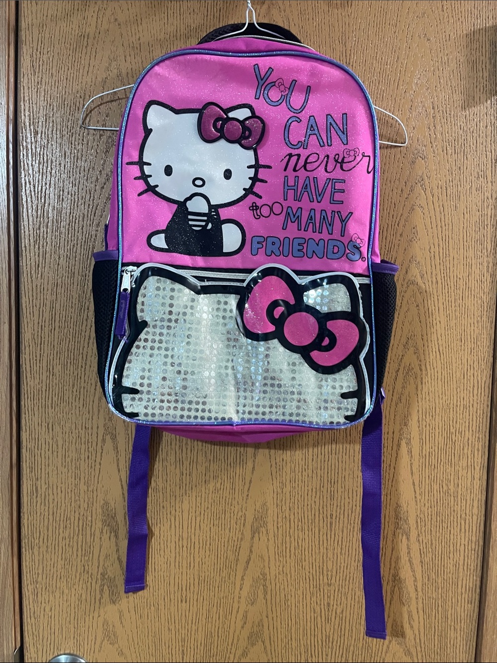 Hello Kitty Pink and Purple Kids Backpack with Sequin Pocket